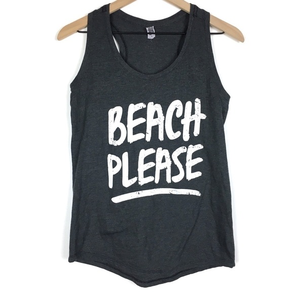 INSTANT MESSAGE Tank Top Racerback Beach Please Summer Athleisure Size Small - Picture 1 of 9